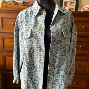 Leopard Print Denim Jacket